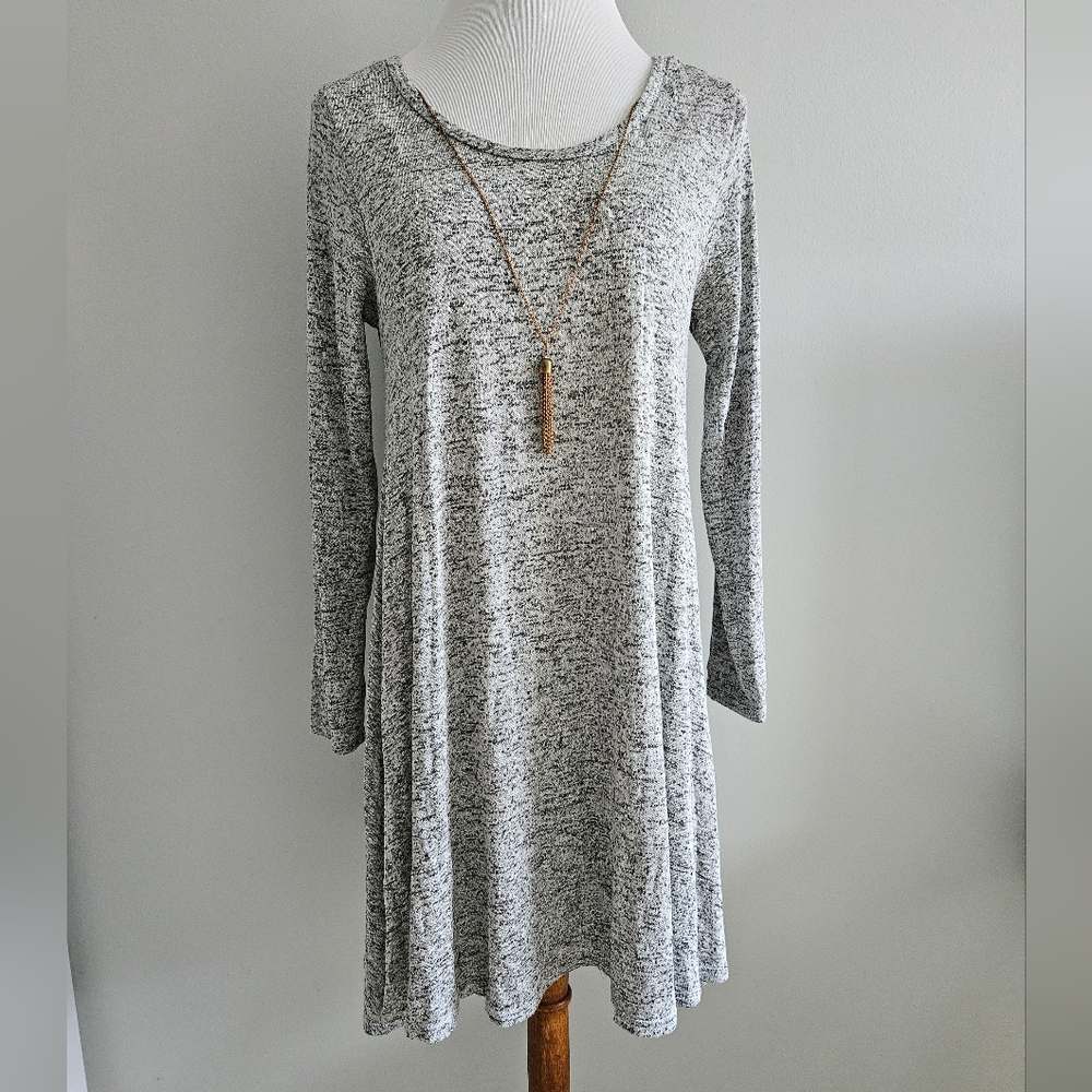 French Atmosphere | Gray Long Sleeve Tunic Dress